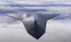 This is a rendering of a future crewed next-generation air dominance aircraft by the U.S. Air Force Research Laboratory.